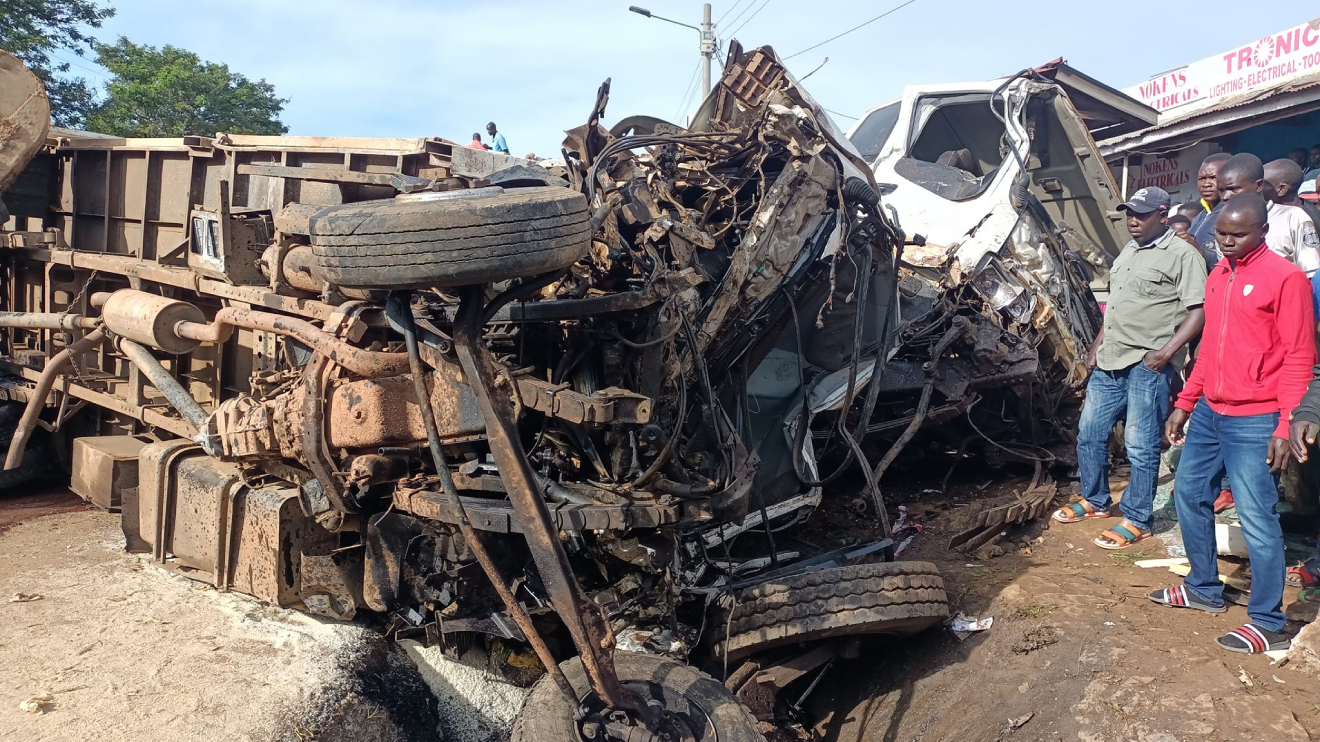 Truck that ploughed into 15 people in Migori. PHOTO/COURTESY